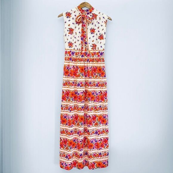 Vintage L’AIGLON Sleeveless Floral Maxi Dress - Picture 2 of 13